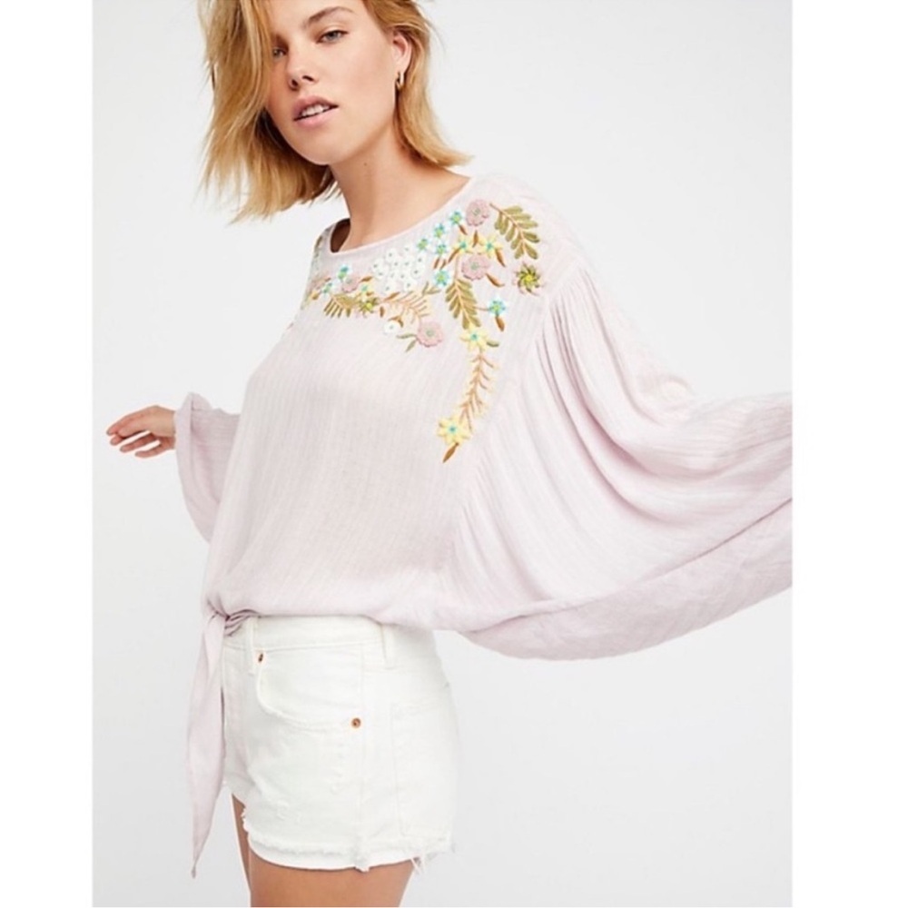 Free people up and away embroidered floral blouse size small - Picture 3 of 14